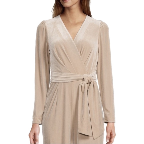 Antonio Melani | Miranda NWT Long Sleeve Velvet Gold Jumpsuit - Picture 2 of 3